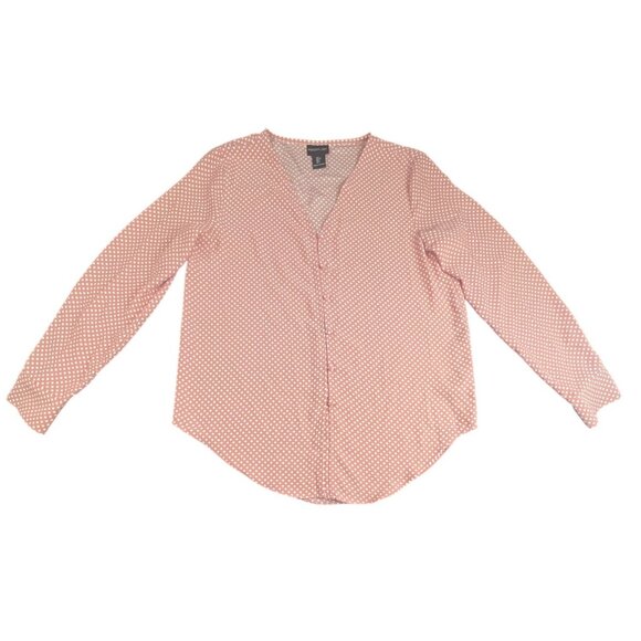 Rachel Zoe Womens Polka Dot Long Sleeve Blouse Size S Mauve - Picture 1 of 6